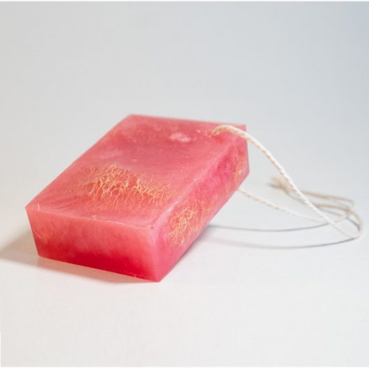 pink loofah soap